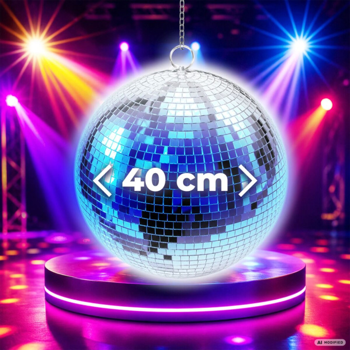 LIGHT4ME MBM 40 IR kula dyskotekowa lustrzana srebrna obrotowa 40 cm pilot bezprzewodowy sterowanie dźwiękiem