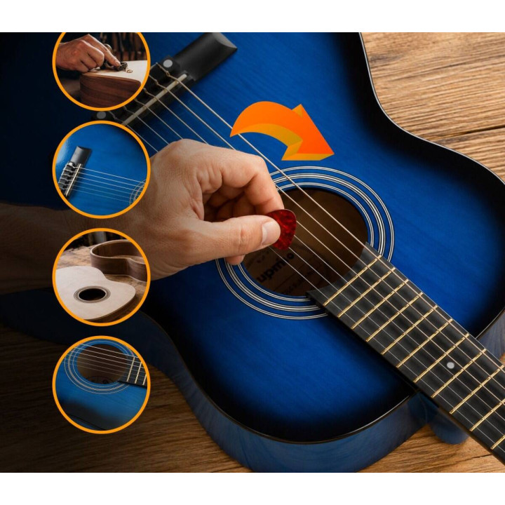 SUPRIMO CG34 BB gitara klasyczna 3/4 2 zaczepy 3 kostki pasek do gitary zapasowe struny pokrowiec