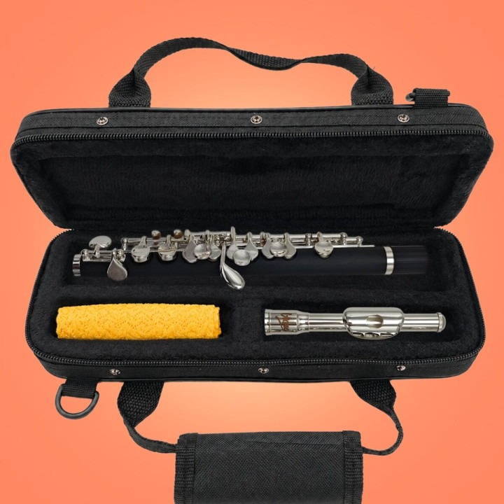 V-TONE PICCOLO 1 flet poprzeczny piccolo pikolo pikulina 32 cm strój C czarno-srebrny do nauki gry futerał transportowy