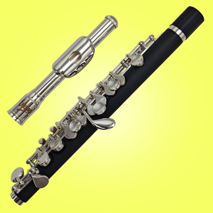 V-TONE PICCOLO 1 flet poprzeczny piccolo pikolo pikulina 32 cm strój C czarno-srebrny do nauki gry futerał transportowy