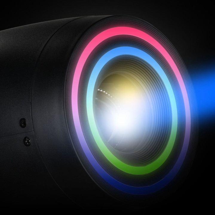 LIGHT4ME PRISMO SPOT 150W głowica ruchoma spot LED DMX podwójny efekt ring 40 × 0,2W RGB SMD LED