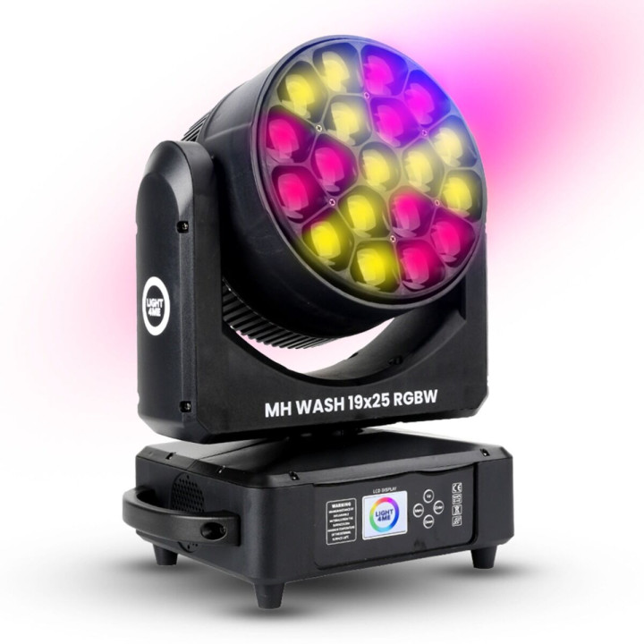 LIGHT4ME MH WASH 19x25 RGBW głowica ruchoma wash LED DMX uchwyt montażowy