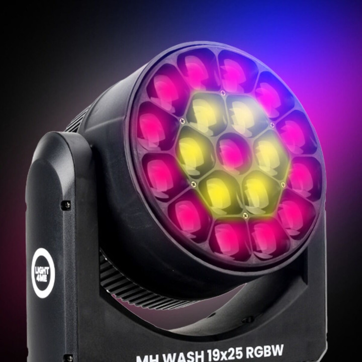 LIGHT4ME MH WASH 19x25 RGBW głowica ruchoma wash LED DMX uchwyt montażowy