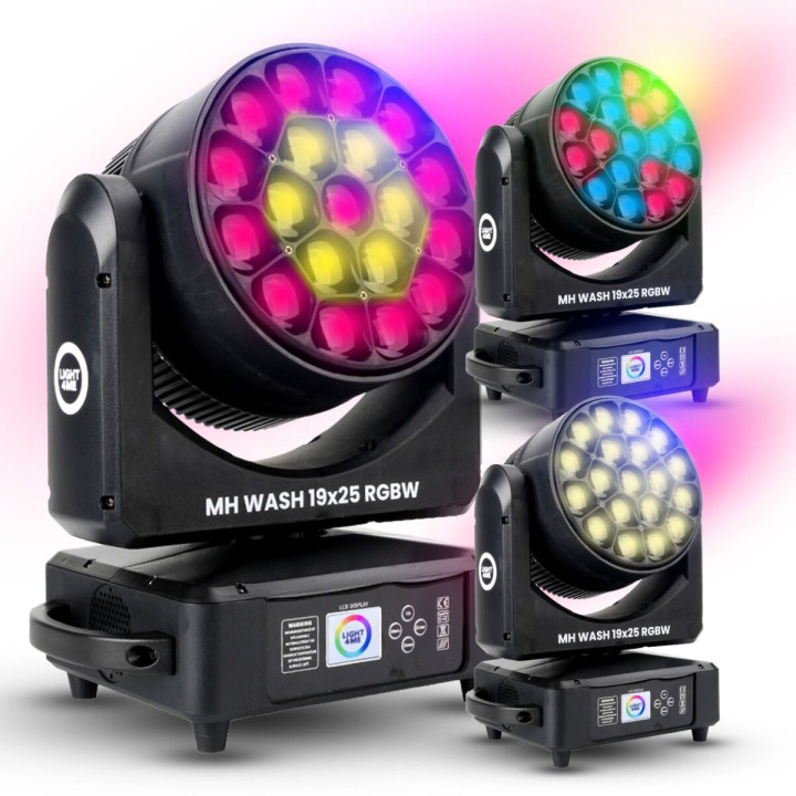 LIGHT4ME MH WASH 19x25 RGBW głowica ruchoma wash LED DMX uchwyt montażowy