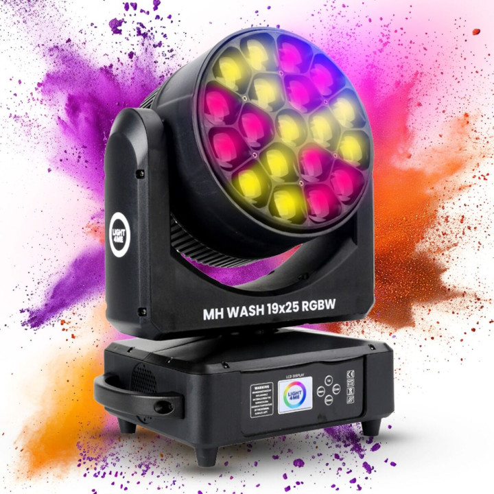 LIGHT4ME MH WASH 19x25 RGBW głowica ruchoma wash LED DMX uchwyt montażowy