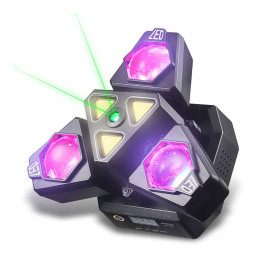 LIGHT4ME MADNESS TRI 3IN1 ruchomy multiefekt oświetleniowy LED DMX Beam 12x3W R/G/B/W laser zielony 100 mW