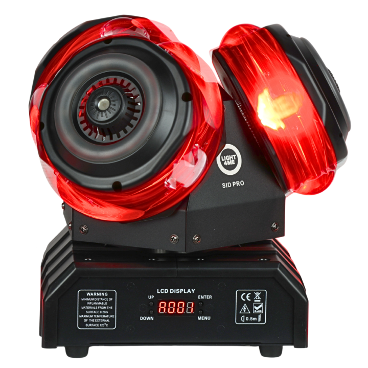 LIGHT4ME SID PRO ruchomy multiefekt świetlny 5w1 LED DMX beam ring laser R/G/B 12x10W RGBW