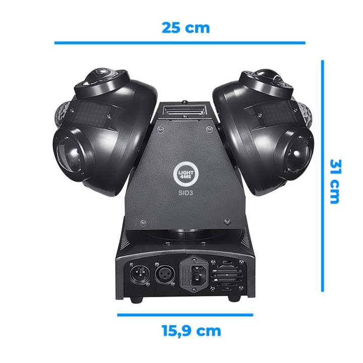 LIGHT4ME SID3 ruchomy multiefekt oświetleniowy 4w1 LED DMX efekt beam 24x3W R/G/B/W Magic Ball 2x10W Strobe