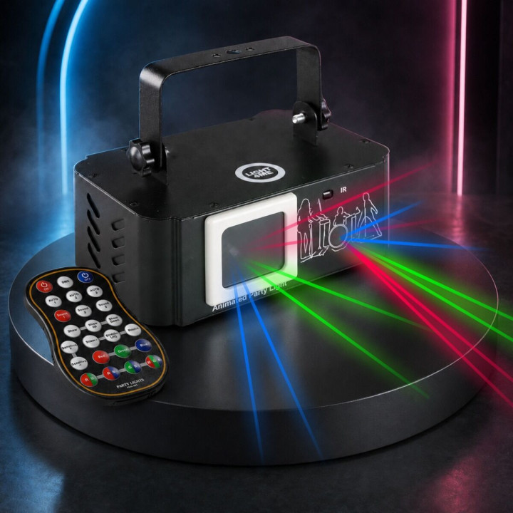 LIGHT4ME PARTY LASER 1 projektor laserowy RGB DMX +  pilot bezprzewodowy uchwyt montażowy