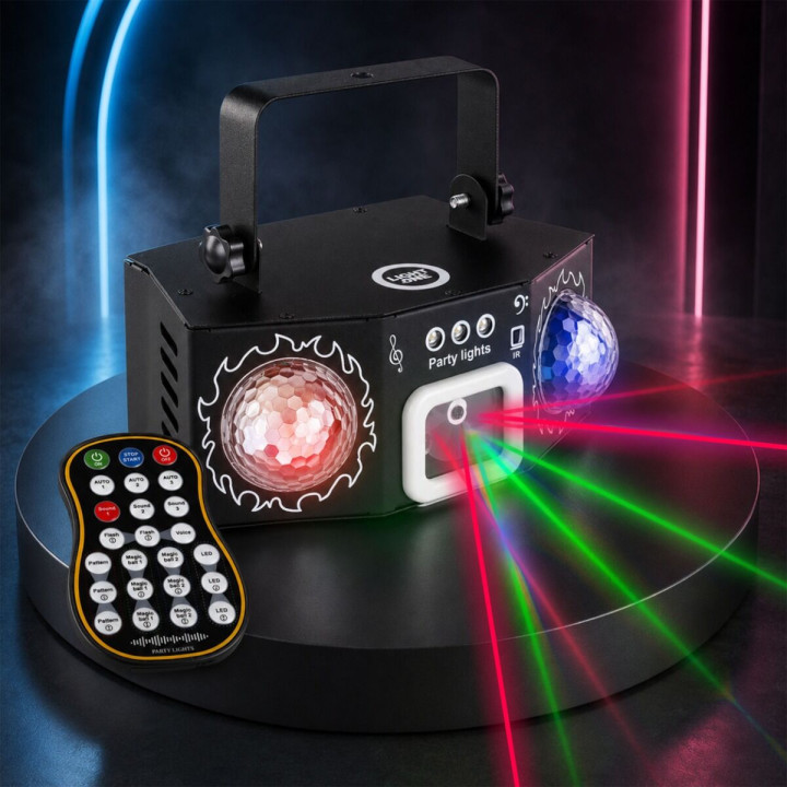 LIGHT4ME PARTY LIGHT 4 multiefekt oświetleniowy 4w1 oświetlenie LED na imprezę laser czerwony laser zielony