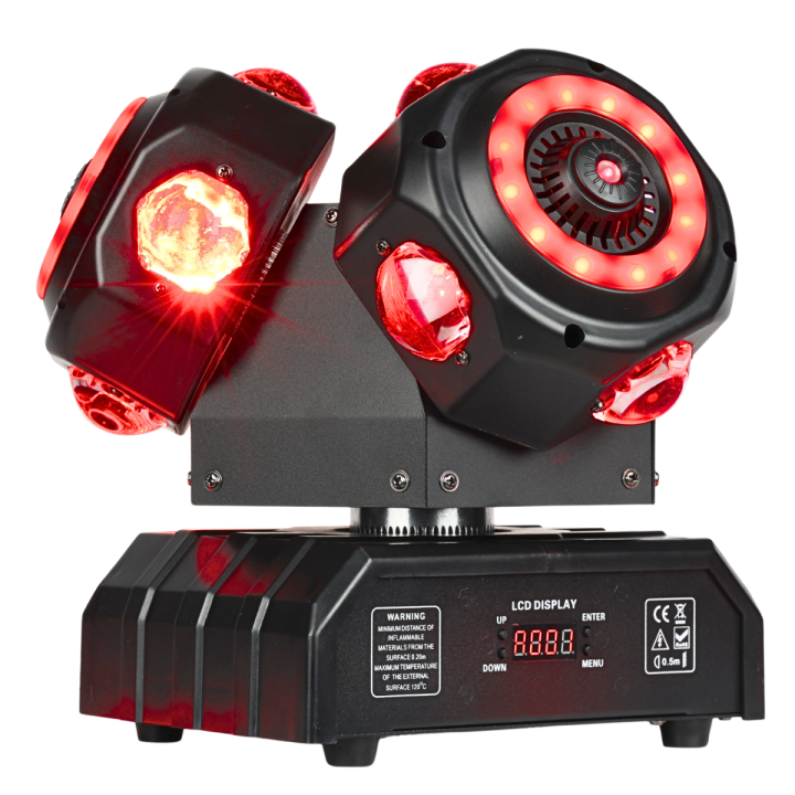 LIGHT4ME SID PRO ruchomy multiefekt świetlny 5w1 LED DMX beam ring laser R/G/B 12x10W RGBW