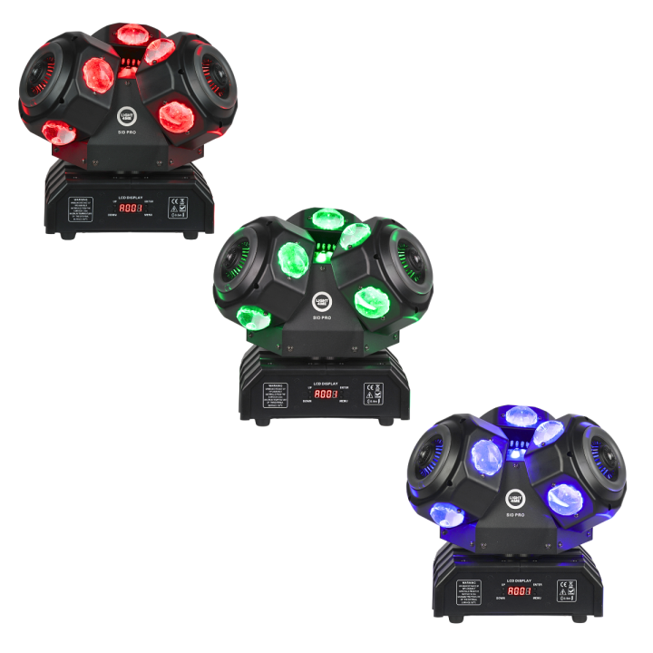 LIGHT4ME SID PRO ruchomy multiefekt świetlny 5w1 LED DMX beam ring laser R/G/B 12x10W RGBW