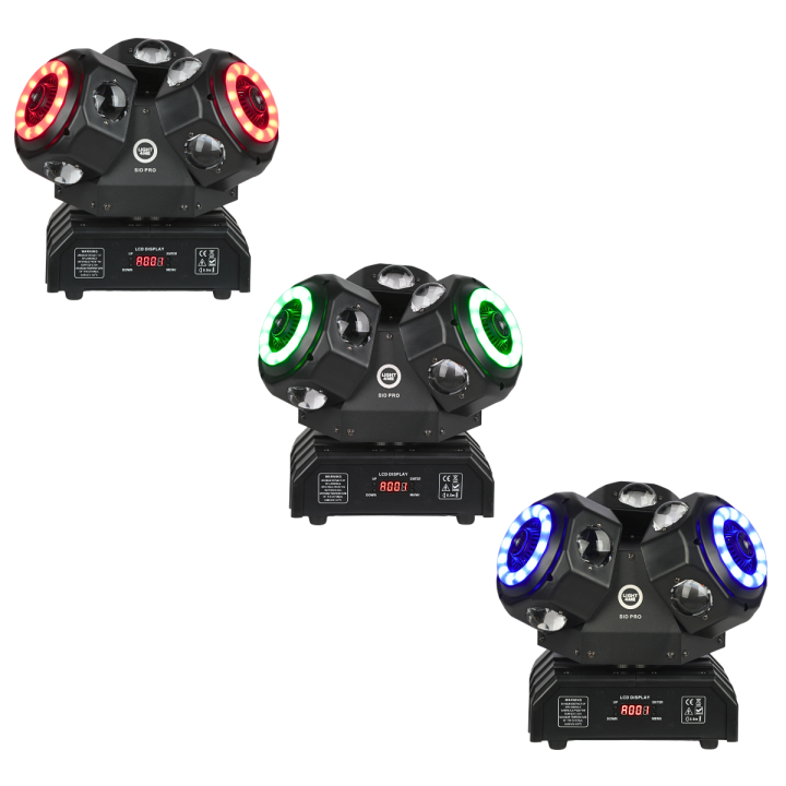 LIGHT4ME SID PRO ruchomy multiefekt świetlny 5w1 LED DMX beam ring laser R/G/B 12x10W RGBW