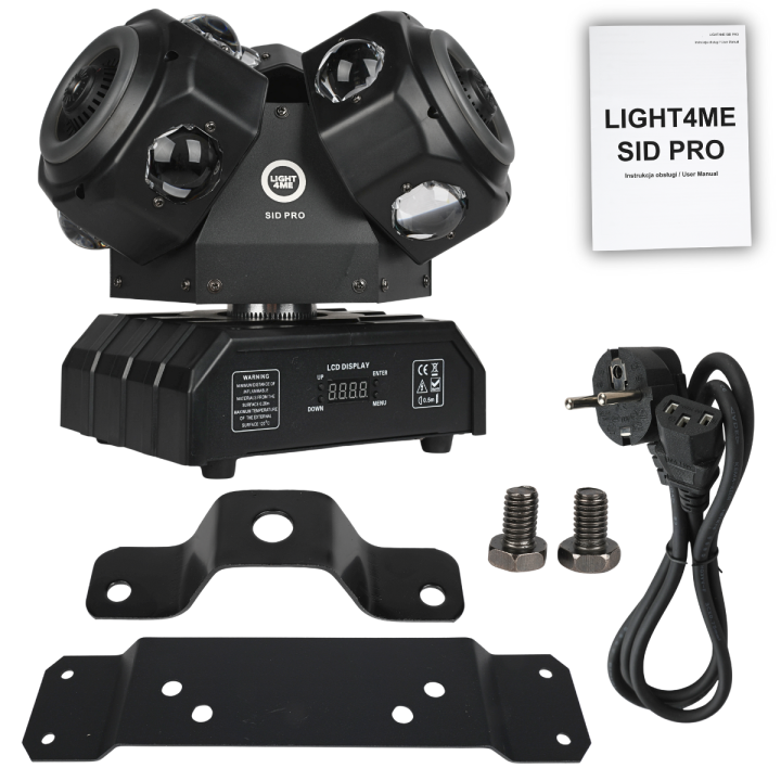 LIGHT4ME SID PRO ruchomy multiefekt świetlny 5w1 LED DMX beam ring laser R/G/B 12x10W RGBW