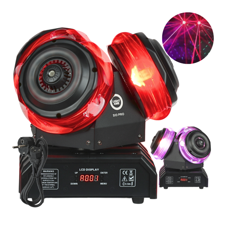 LIGHT4ME SID PRO ruchomy multiefekt świetlny 5w1 LED DMX beam ring laser R/G/B 12x10W RGBW