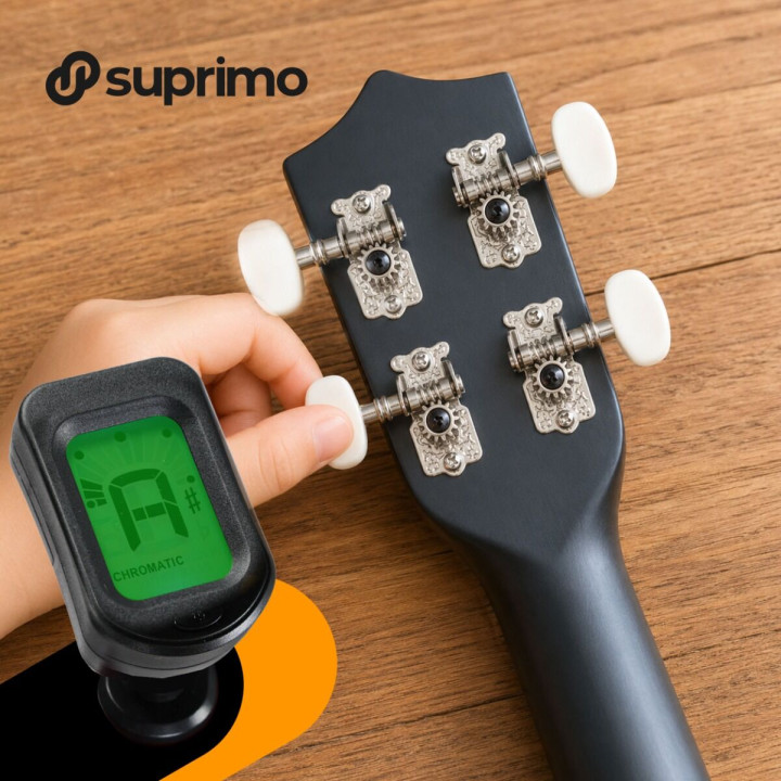 SUPRIMO UK21 SET BK V2 ukulele sopranowe 21" czarne + pokrowiec 3 kostki do gry zapasowe struny tuner