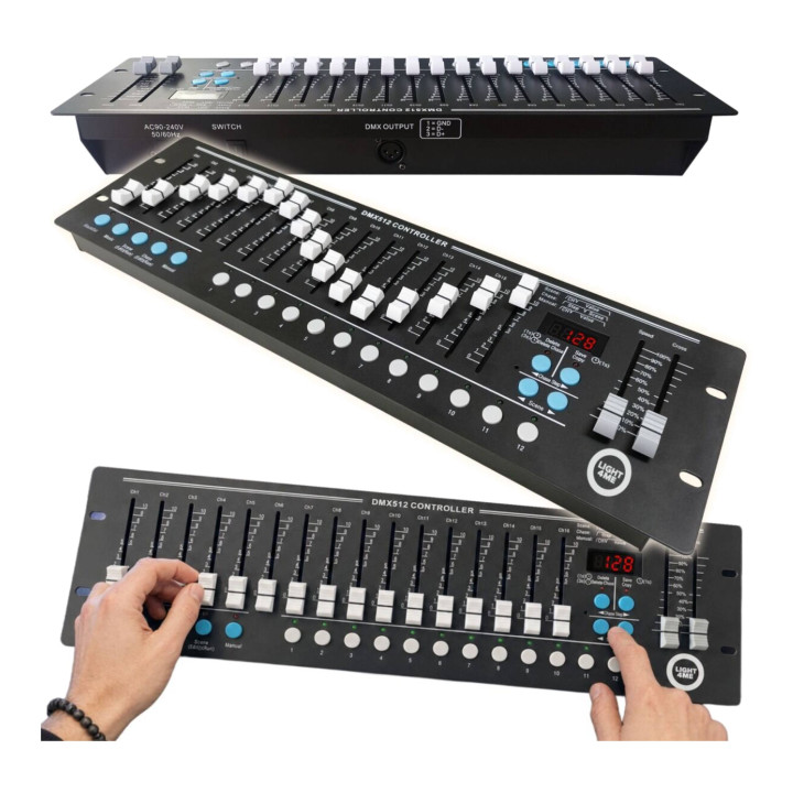 LIGHT4ME DMX 192 F16 sterownik DMX 192-kanałowy 16 suwaków rack 19" 3U