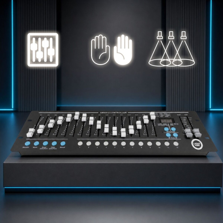 LIGHT4ME DMX 192 F16 sterownik DMX 192-kanałowy 16 suwaków rack 19" 3U