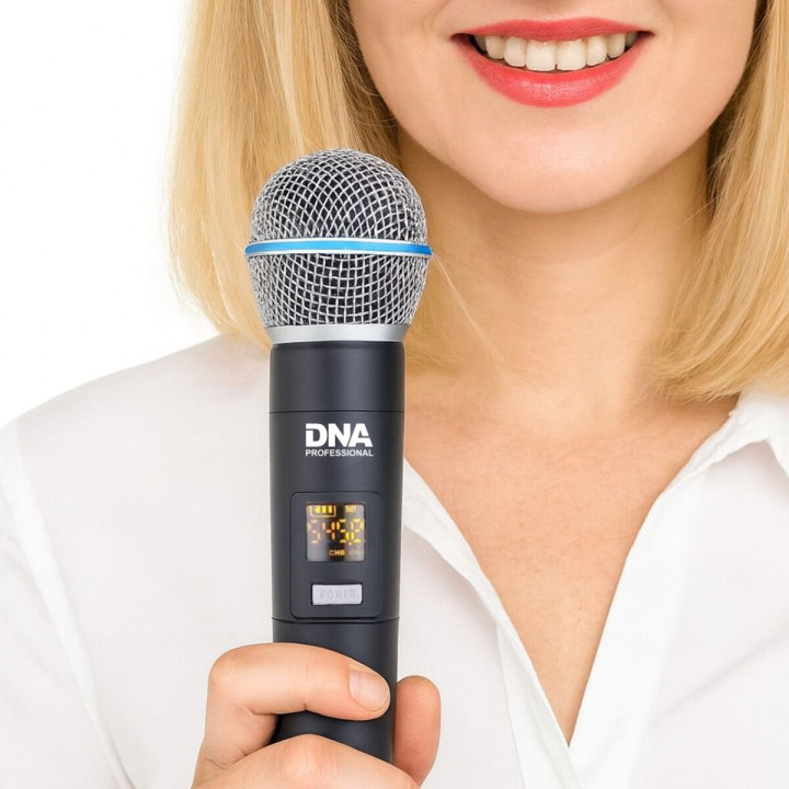 DNA BAT DUAL VOCAL SET zestaw bezprzewodowy akumulatorowy 2x mikrofon doręczny odbiornik UHF 518-542 MHz