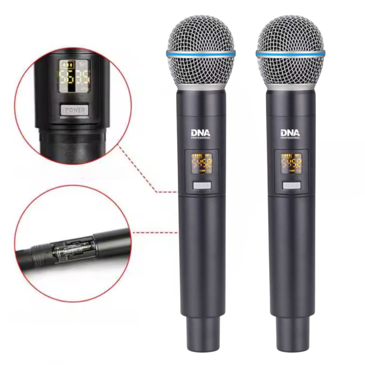 DNA BAT DUAL VOCAL SET zestaw bezprzewodowy akumulatorowy 2x mikrofon doręczny odbiornik UHF 518-542 MHz