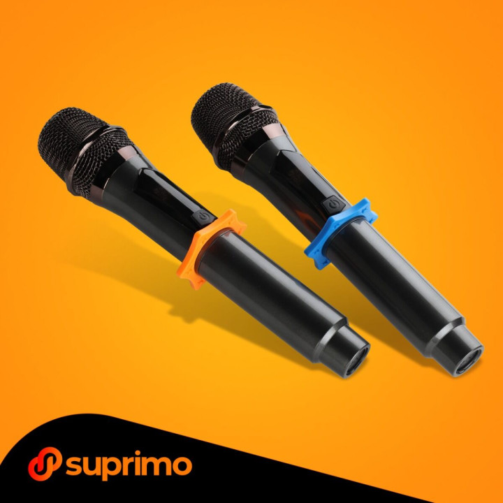 SUPRIMO K-MIC SET zestaw 2 akumulatorowych mikrofonów bezprzewodowych 2,4 GHz z odbiornikiem jack 6,35 mm do karaoke