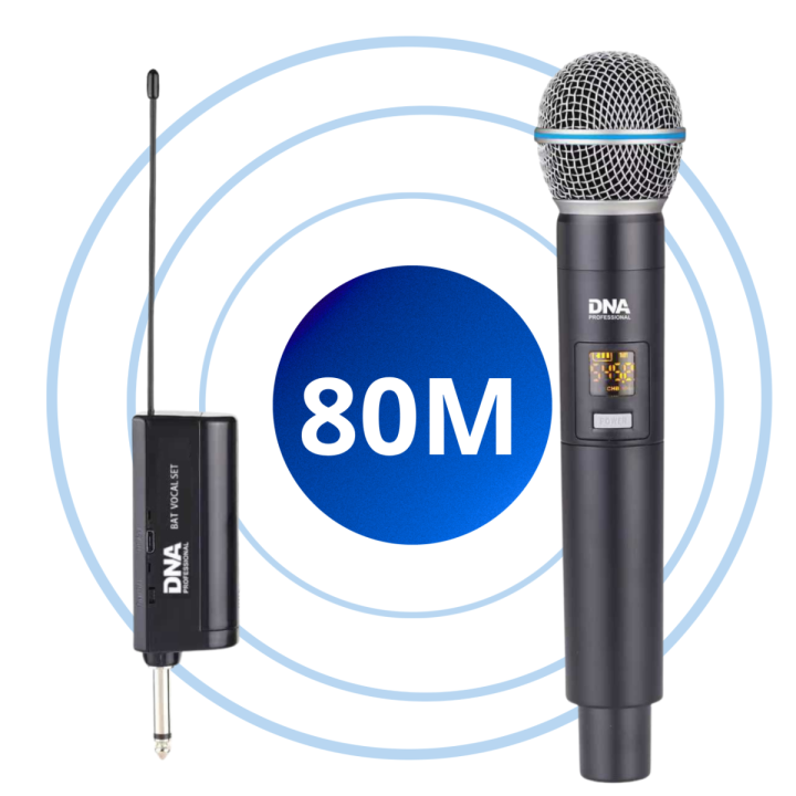 DNA BAT VOCAL SET zestaw bezprzewodowy akumulatorowy mikrofon doręczny odbiornik UHF 518-542 MHz