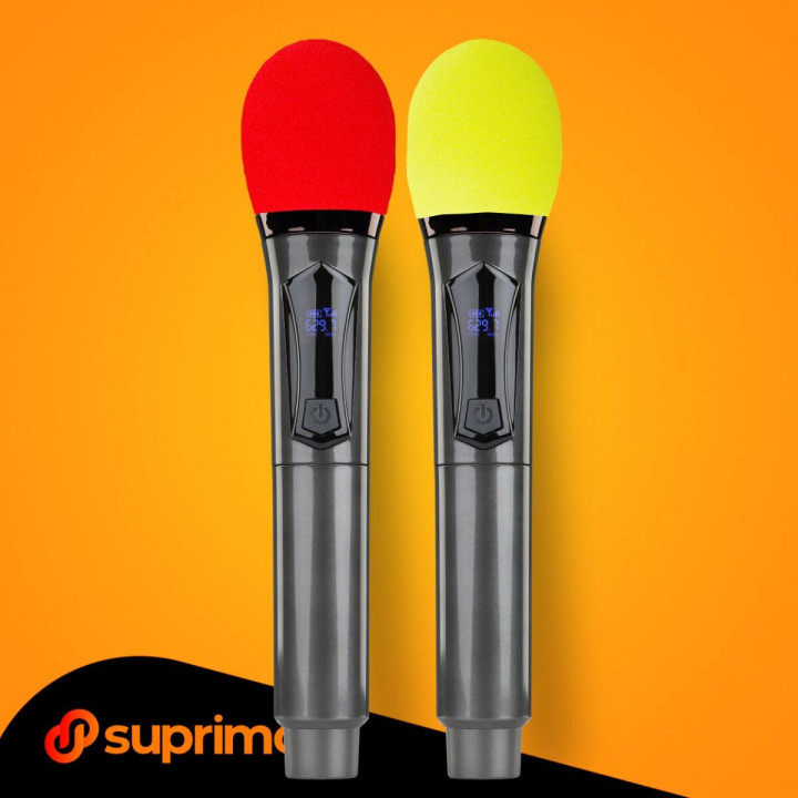 SUPRIMO K-MIC SET zestaw 2 akumulatorowych mikrofonów bezprzewodowych 2,4 GHz z odbiornikiem jack 6,35 mm do karaoke