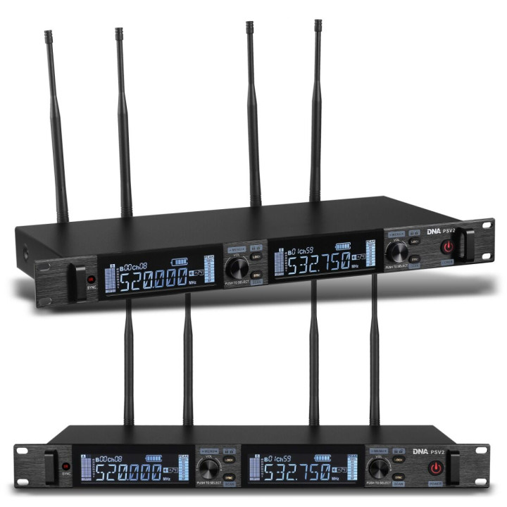 DNA BAT PSV 2 BK mikrofon bezprzewodowy czarny 2x nadajnik doręczny system nagłośnienia UHF 518-542 MHz