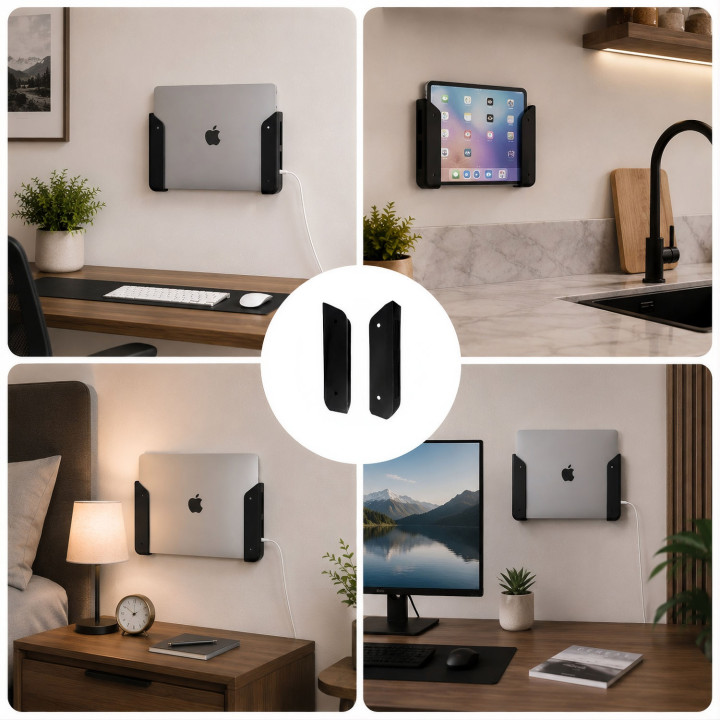MOZOS UNL2 Metalowy podbiurkowy i ścienny uchwyt do laptopa i tableta