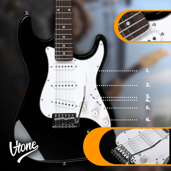 V-TONE EST39 BK gitara elektryczna 39 cali czarna 22 progi