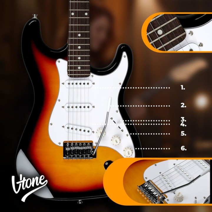 V-TONE EST39 SB gitara elektryczna 39 cali ST 22 progi