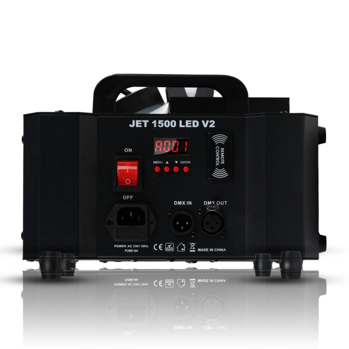 LIGHT4ME JET 1500 LED V2 wytwornica dymu pionowego 1500W DMX RGB LED pilot bezprzewodowy