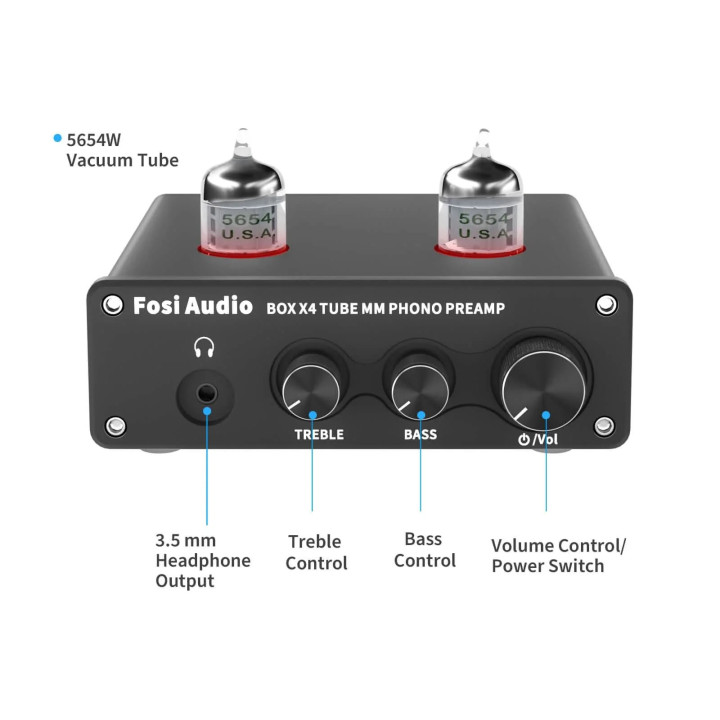 FOSI AUDIO BOX X4 Przedwzmacniacz gramofonowy z wyjściem słuchawkowym