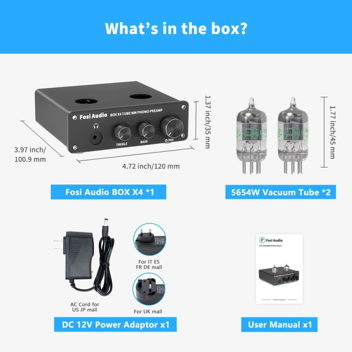 FOSI AUDIO BOX X4 Przedwzmacniacz gramofonowy z wyjściem słuchawkowym