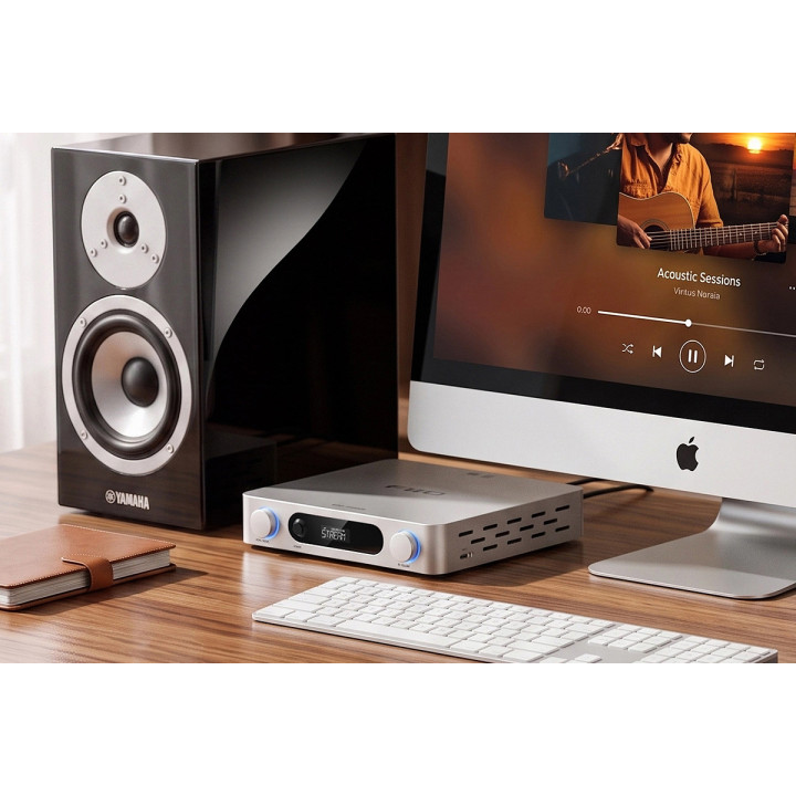 FiiO AIR AMP wzmacniacz stereo z odtwarzaczem sieciowym SREBRNY