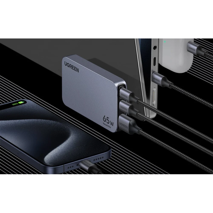 UGREEN 25356 Płaska ładowarka sieciowa Nexode Pro 65W GaN, 2x USB-C + USB