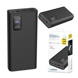 PLATINET PMPB20WQC727B POWERBANK 20000mAh czarny PD 3.0 QC 3.0 LED