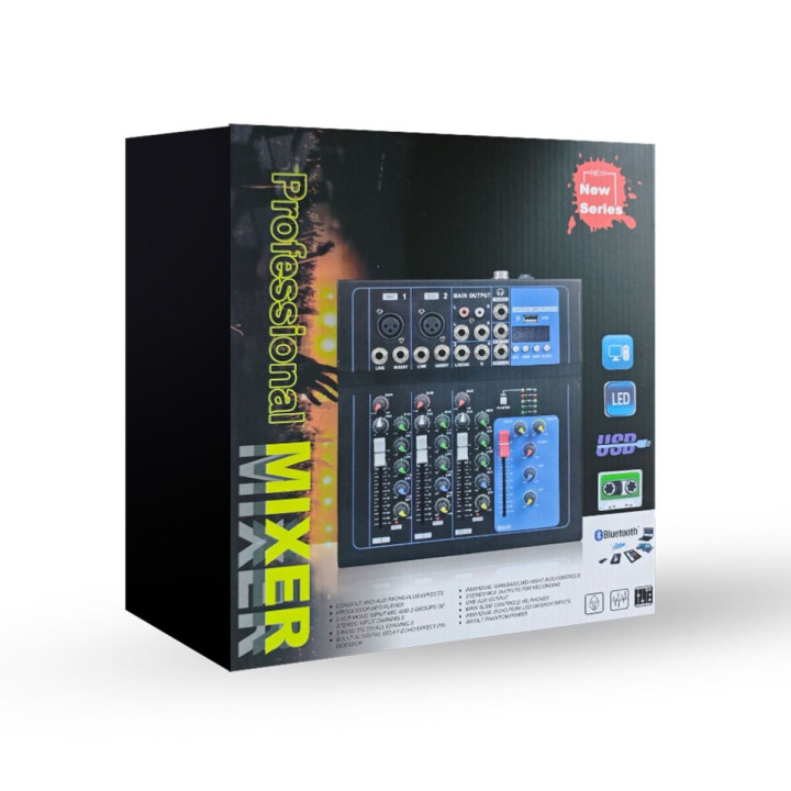 DNA T4MIX analogowy mikser dźwięku 4-kanałowy Bluetooth EQ odtwarzacz MP3 USB Phantom +48V