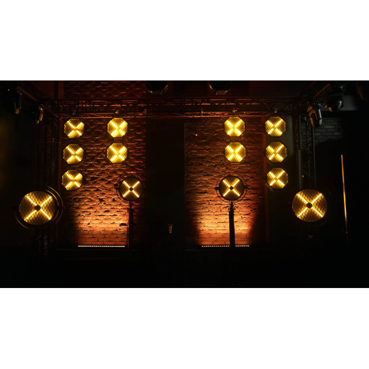 EVOLIGHTS LUMENO X V2 reflektor vintage oświetlenie sceniczne retro 4x60W WW LED + 48x0,2 RGB LED