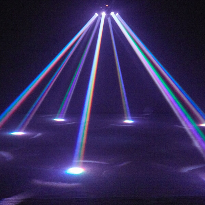LIGHT4ME OCTOS ruchomy multiefekt oświetleniowy 7w1 LED DMX Beam RGBW Bee Eye RGBW laser czerwony