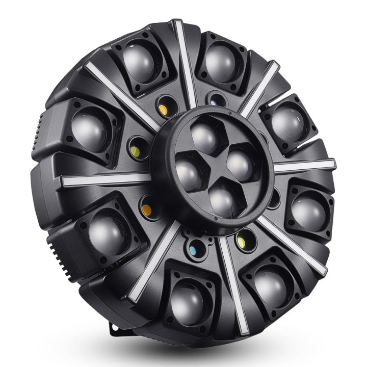LIGHT4ME OCTOS ruchomy multiefekt oświetleniowy 7w1 LED DMX Beam RGBW Bee Eye RGBW laser czerwony