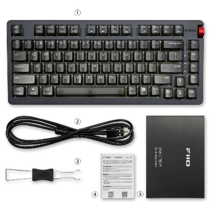 FIIO KB3 Black klawiatura mechaniczna Gateron G Pro 3.0 Yellow z DAC
