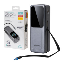 PLATINET PMPB27140 Powerbank 27000 mAh 140W z wbudowanym kablem i wyświetlaczem