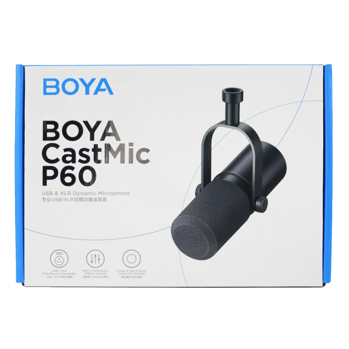 Mikrofon studyjny BOYA CastMic P60 przewodowy USB XLR - czarny