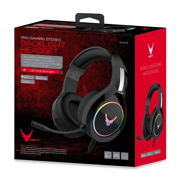 Varr VH6060B sluchawki nauszne z mikrofonem RGB