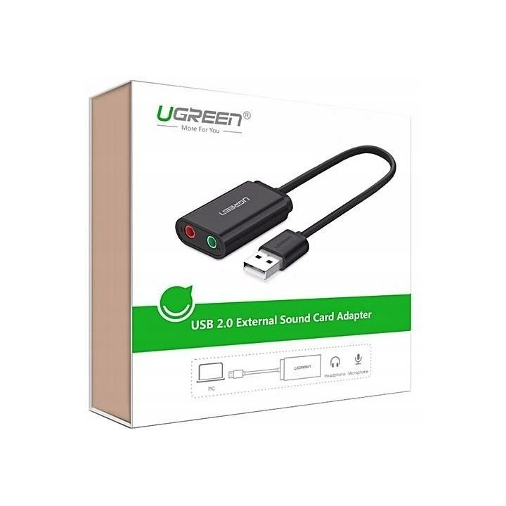 UGREEN Zewnetrzna karta dzwiekowa USB 15cm (czarny)