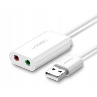 UGREEN Zewnetrzna karta dzwiekowa USB 15cm (bialy)