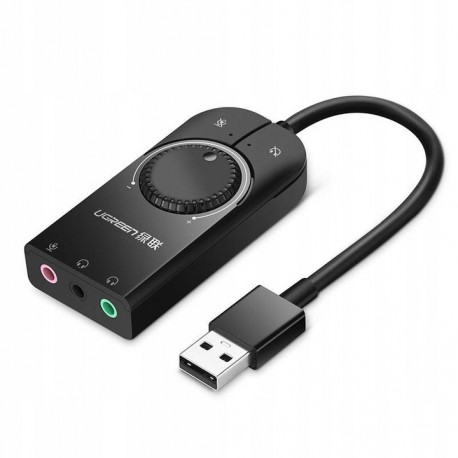 UGREEN Zewnętrzna karta dźwiękowa USB 1m (czarny)